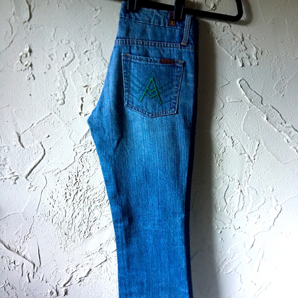 7 for all mankind jeans size 28 with green A pocket accent